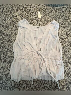 Free People White Textured Tie-Front Camisole